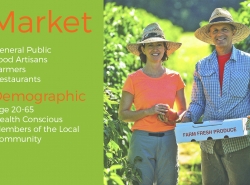 market: general public, food artisans, farmers, restaurants. demographic: age 20-65, health conscious, members of the local community.