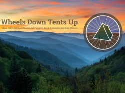 Wheels Down Tents Up logo and mountain backdrop